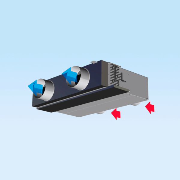 VKE - Ventilo-convecteur gainable non carrossé encastrable en faux plafond, très basse consommation d’énergie